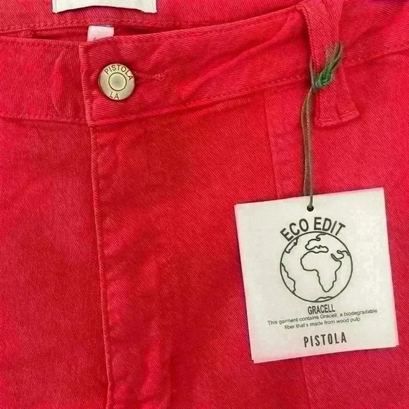 Pistola Erin High Rise Utility Crop Straight Leg Pant Hibiscus Size 33 Women NWT - Picture 4 of 8